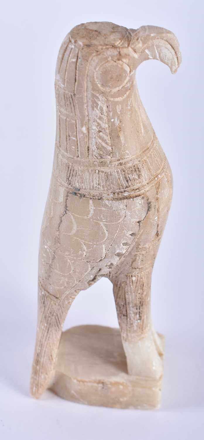 AN ANCIENT EGYPTIAN STYLE ALABASTER STATUE OF THE GODDESS HORUS. Possibly 664-332 BC. 15 cm high. - Image 2 of 4