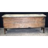 A rustic Oak chest 51 x 117 x 37 cm.