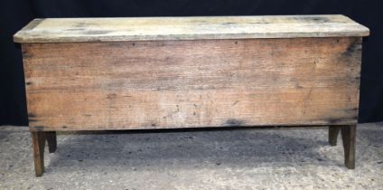 A rustic Oak chest 51 x 117 x 37 cm.