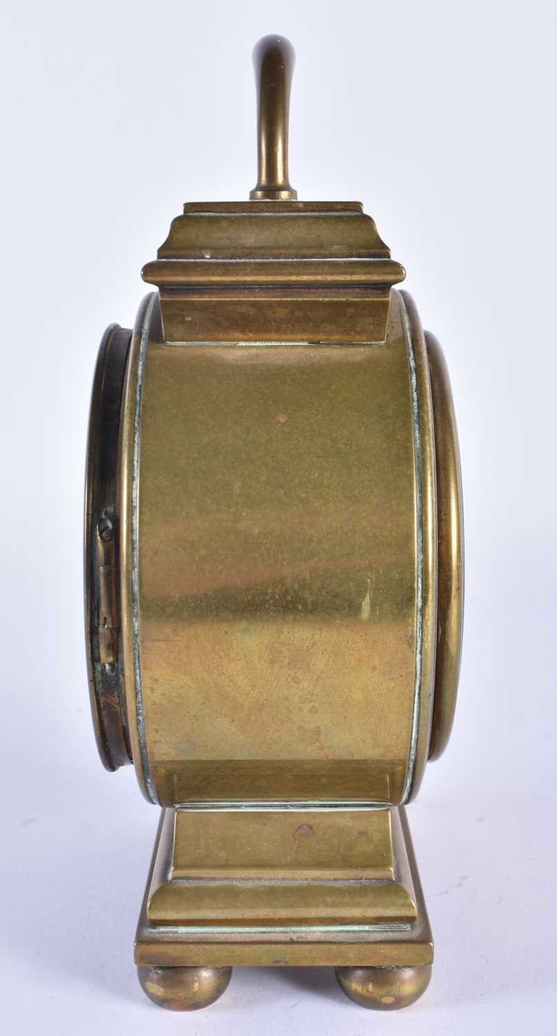 AN ANTIQUE FRENCH BRONZE MANTEL CLOCK of padlock type form. 21 cm x 10 cm. - Image 5 of 6