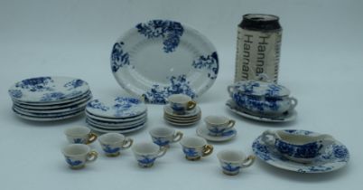 19th Century Swansea Blue and White part Dolls Toy Dinner Service together with a 20th Century Dolls