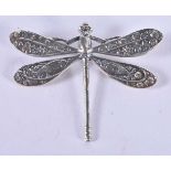 A Silver Dragonfly Brooch. Stamped Sterling, 5 cm x 3.8 cm, weight 7.4g