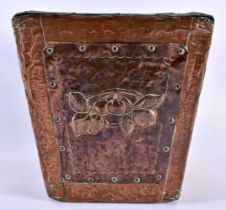 A CHARMING ARTS AND CRAFTS COPPER LINED LEAD PLANTER of unusual proportions. 19 cm x 16 cm.