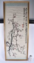 Attributed to Wu Chang Shuo (1844-1927) Watercolour, Flowering branches. 114 cm x 44 cm.
