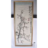 Attributed to Wu Chang Shuo (1844-1927) Watercolour, Flowering branches. 114 cm x 44 cm.