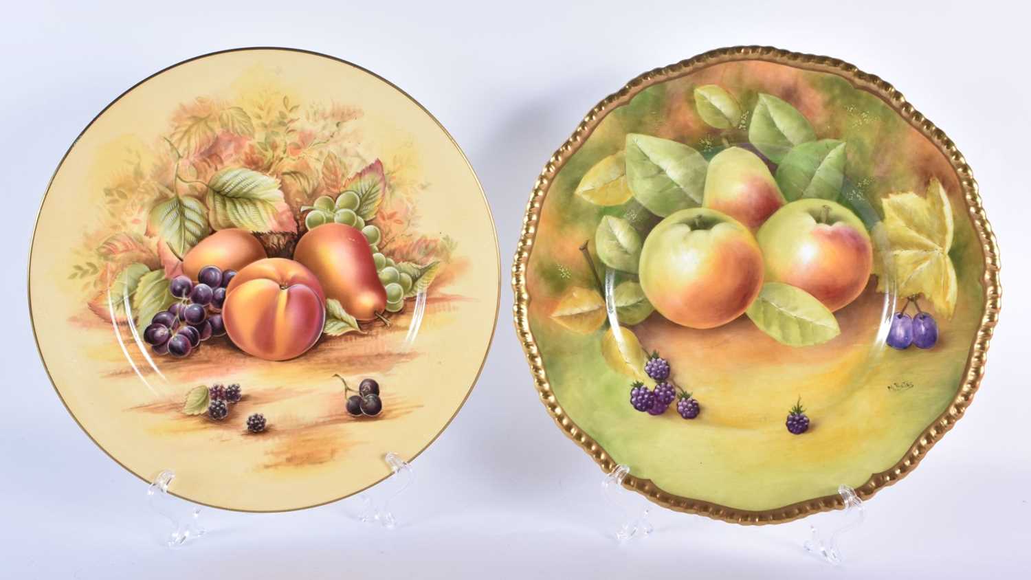 Coalport plate painted with fruit, signed M. Bates, Aynsley fruit decorated sucrier and plate signed - Image 9 of 11