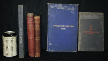 A collection of Engineering books including 1912 Stokers Manual, Steam manual 1917, Victualling