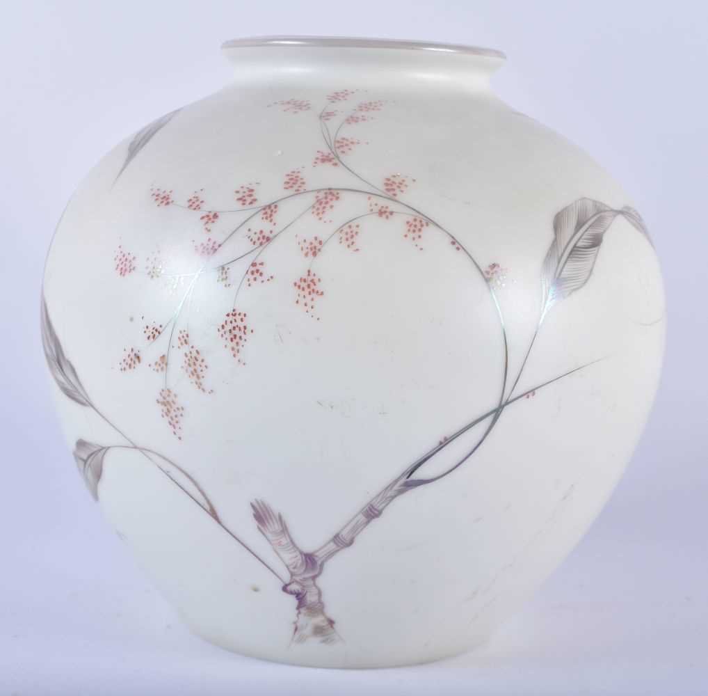 A ROSENTHAL PORCELAIN VASE painted with silver lustre foliage and sprays. 16 cm x 14 cm. - Image 2 of 4