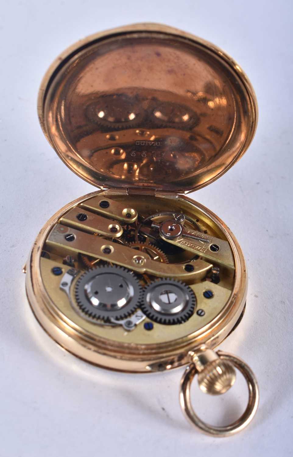 An 18 Carat Gold Cased Open Face Pocket Watch. Stamped 18K, Dial 3.6 cm, weight 39.6g, running - Image 3 of 4