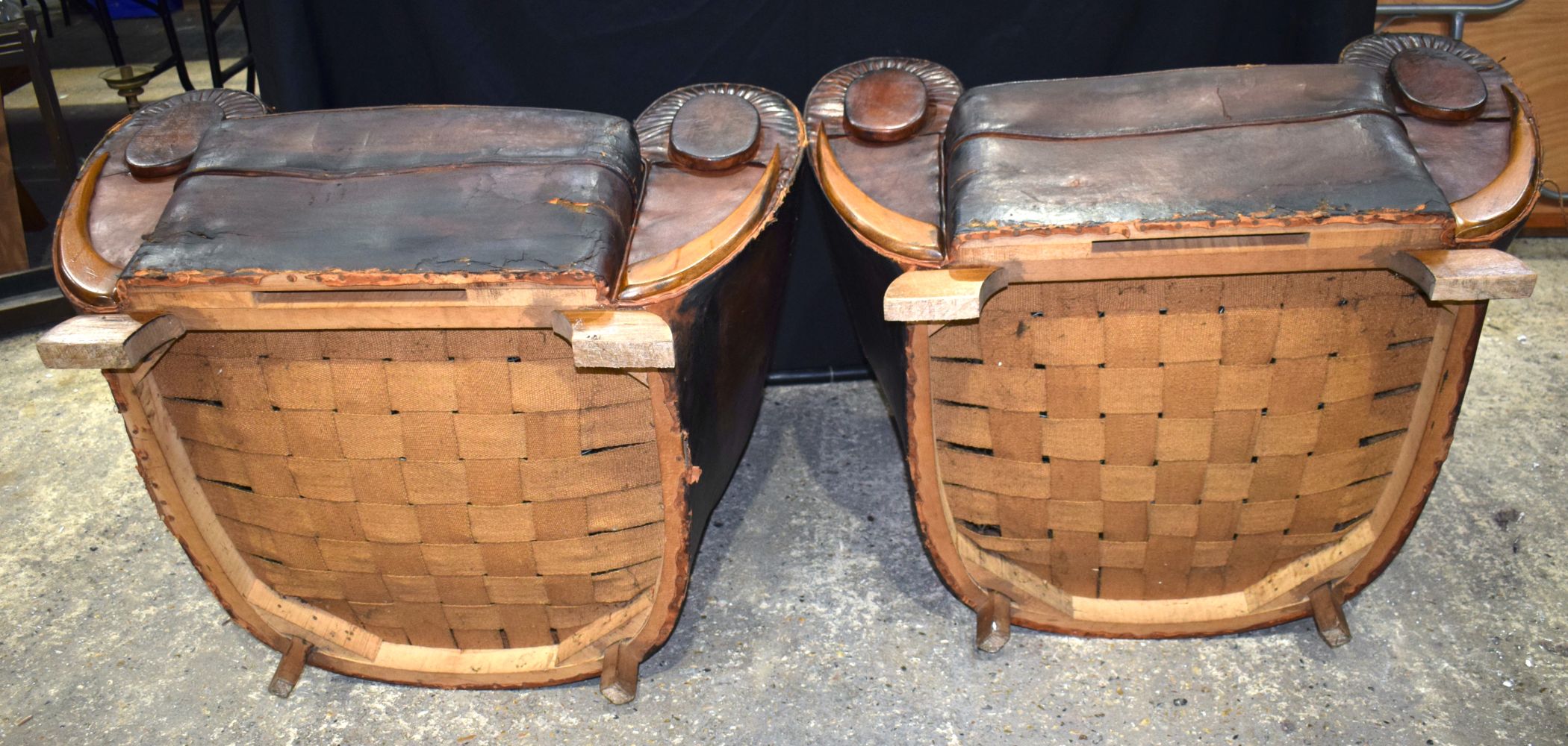 A pair of 1930's Parisian leather club chairs 89 x 93 cm. - Image 6 of 6
