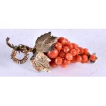 A Coral Brooch in the form of a Bunch of Grapes. 4.5 cm x 2 cm, weight 5.2g