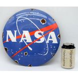 A metal enamelled NASA style sign 30cm .