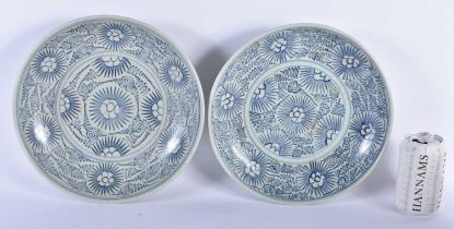 A LARGE PAIR OF 19TH CENTURY CHINESE BLUE AND WHITE DIANA SHIPWRECK CARGO DISHES painted with