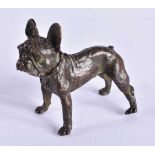 A JAPANESE BRONZE DOG OKIMONO. 128.5 grams. 6.75 cm x 5.75 cm.