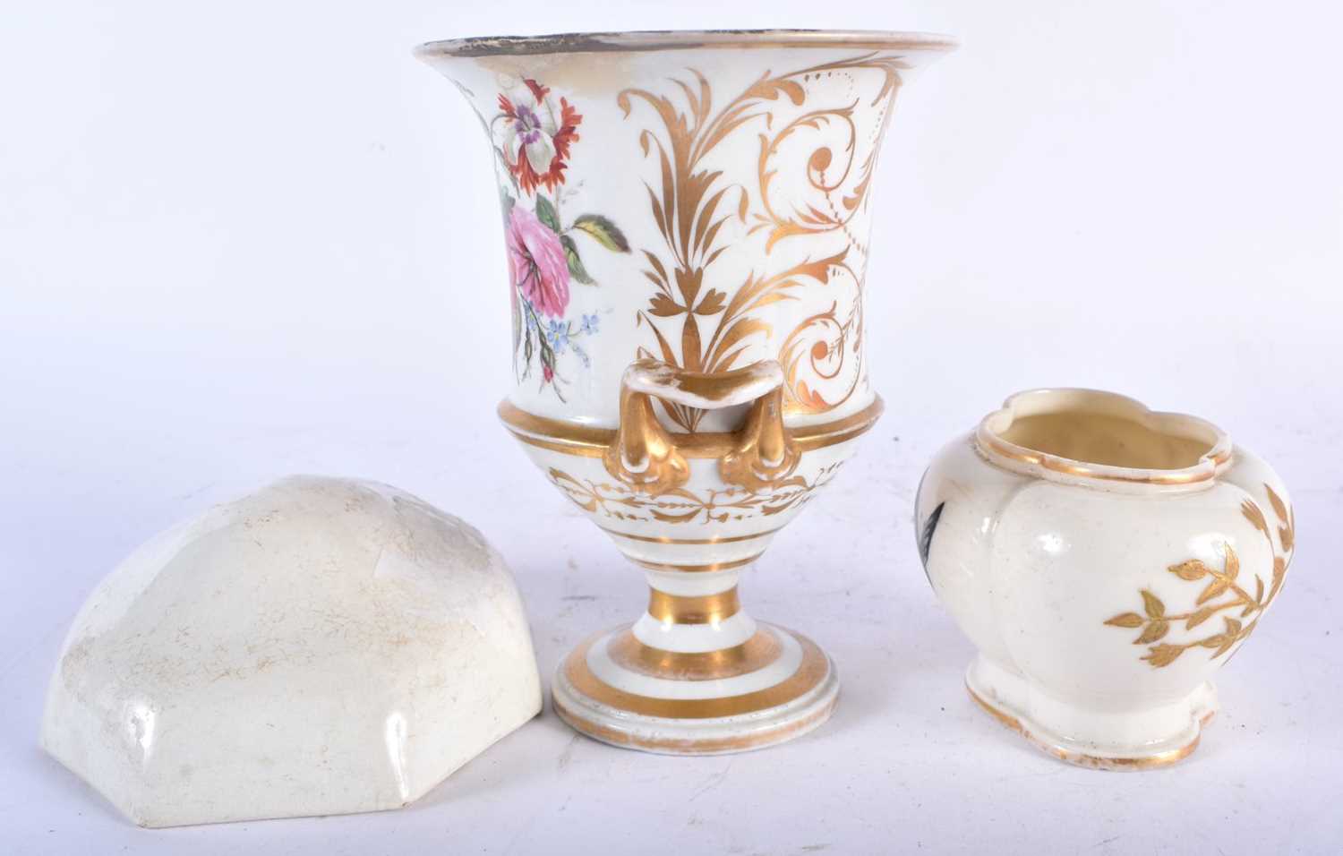 AN EARLY 19TH CENTURY ENGLISH PORCELAIN URN FORM VASE together with a Derby Aesthetic Movement - Image 2 of 5