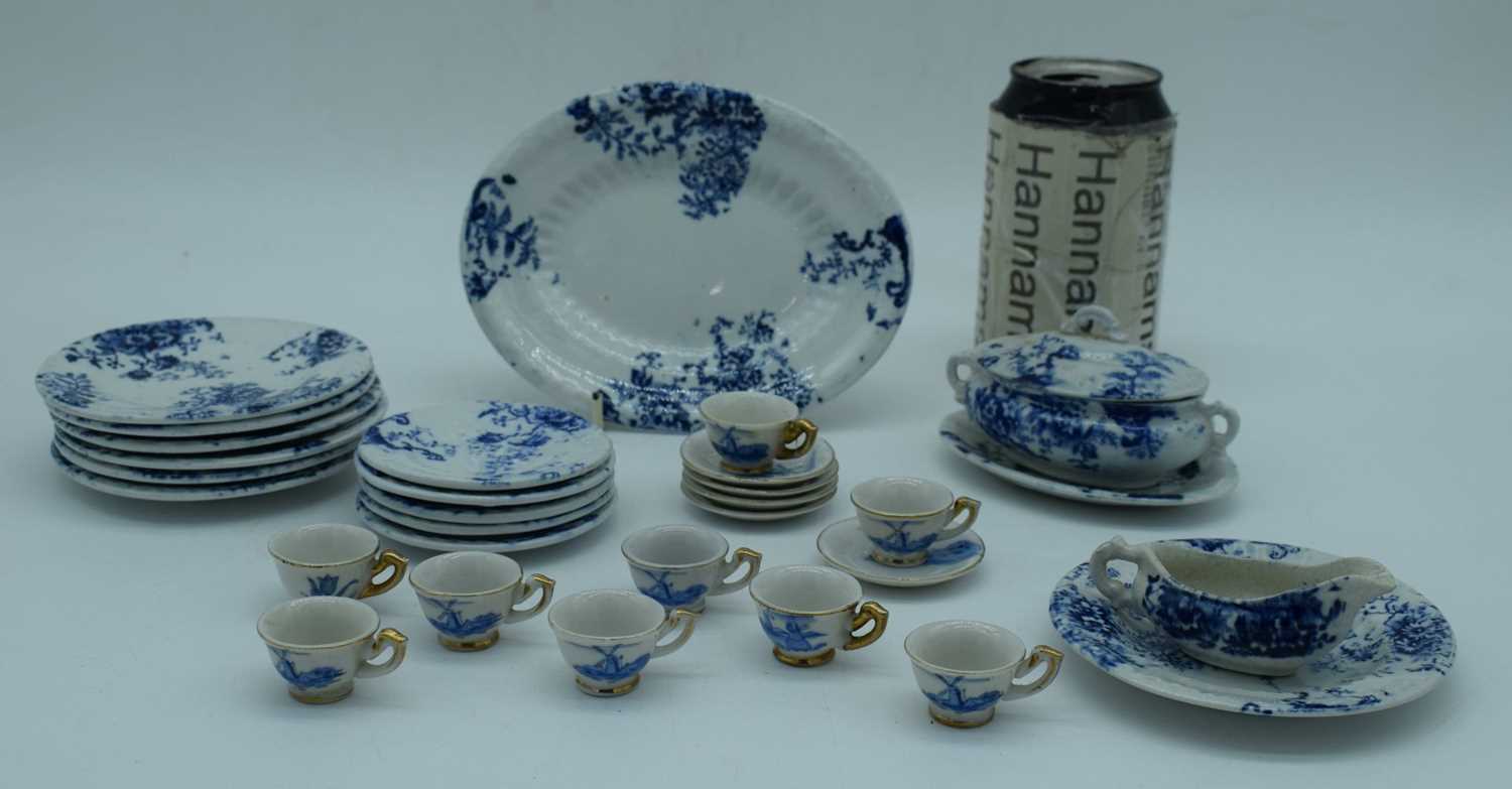 19th Century Swansea Blue and White part Dolls Toy Dinner Service together with a 20th Century Dolls - Image 2 of 6