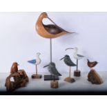 A collection of carved wooden birds largest 44 cm (7).