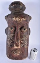 A LARGE AFRICAN TRIBAL CARVED WOOD MASK. 48 cm x 18cm.