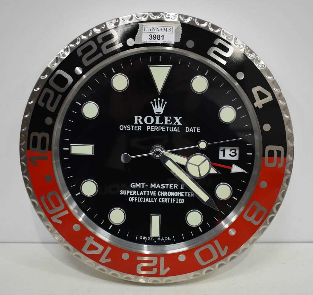 A Contemporary Rolex style dealership clock 33 cm. - Image 2 of 4