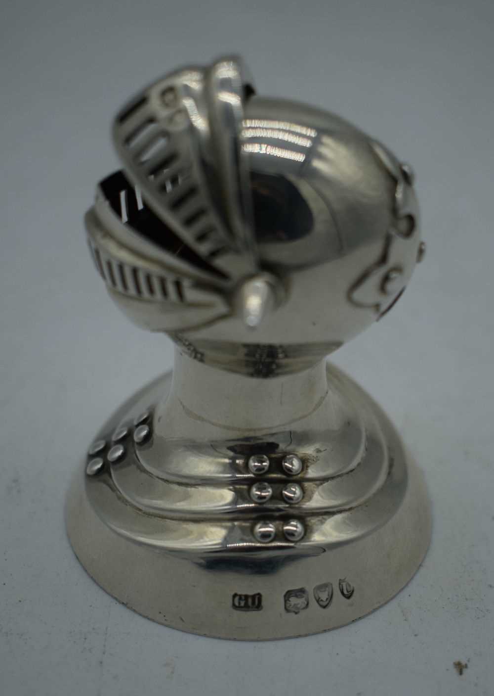 A VERY RARE LATE VICTORIAN NOVELTY SILVER MEDIEVAL HELMET possibly a table salt. London 1895. 66 - Image 3 of 4