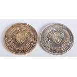 TWO SILVER MEDALLIONS. 39.2 grams. 3.25cm wide. (2)