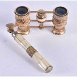 AN UNUSUAL PAIR OF MOTHER OF PEARL OPERA GLASSES. 13.25cm x 8.75 cm extended.