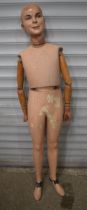 A Vintage wooden and Resin Mannequin with makers name to underneath of head 158 x 42