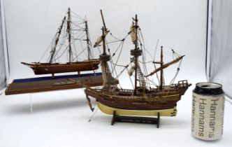 Two wooden models of 19th Century Sailing ships 32 x 25cm (2).