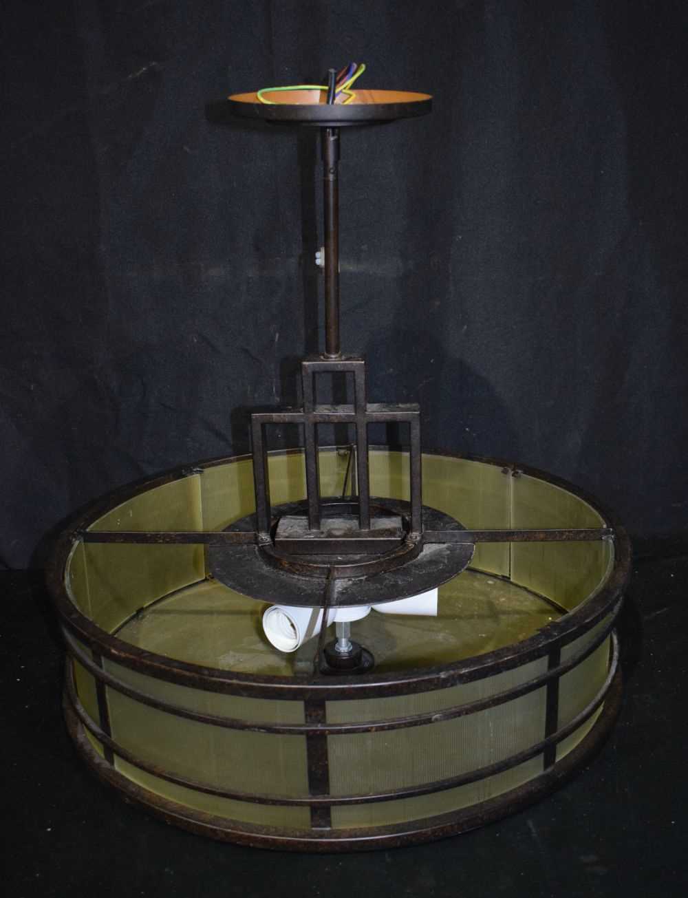 A large vintage metal and glass ceiling light 56 x 53 cm. - Image 3 of 4