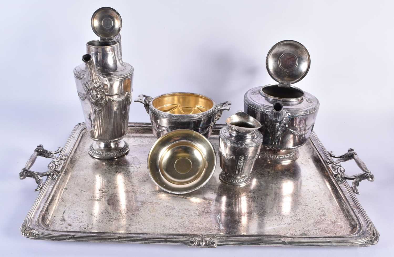 A LARGE WMF SILVER PLATED TEASET ON TRAY. Largest 52 cm x 36 cm. (4) - Image 2 of 3