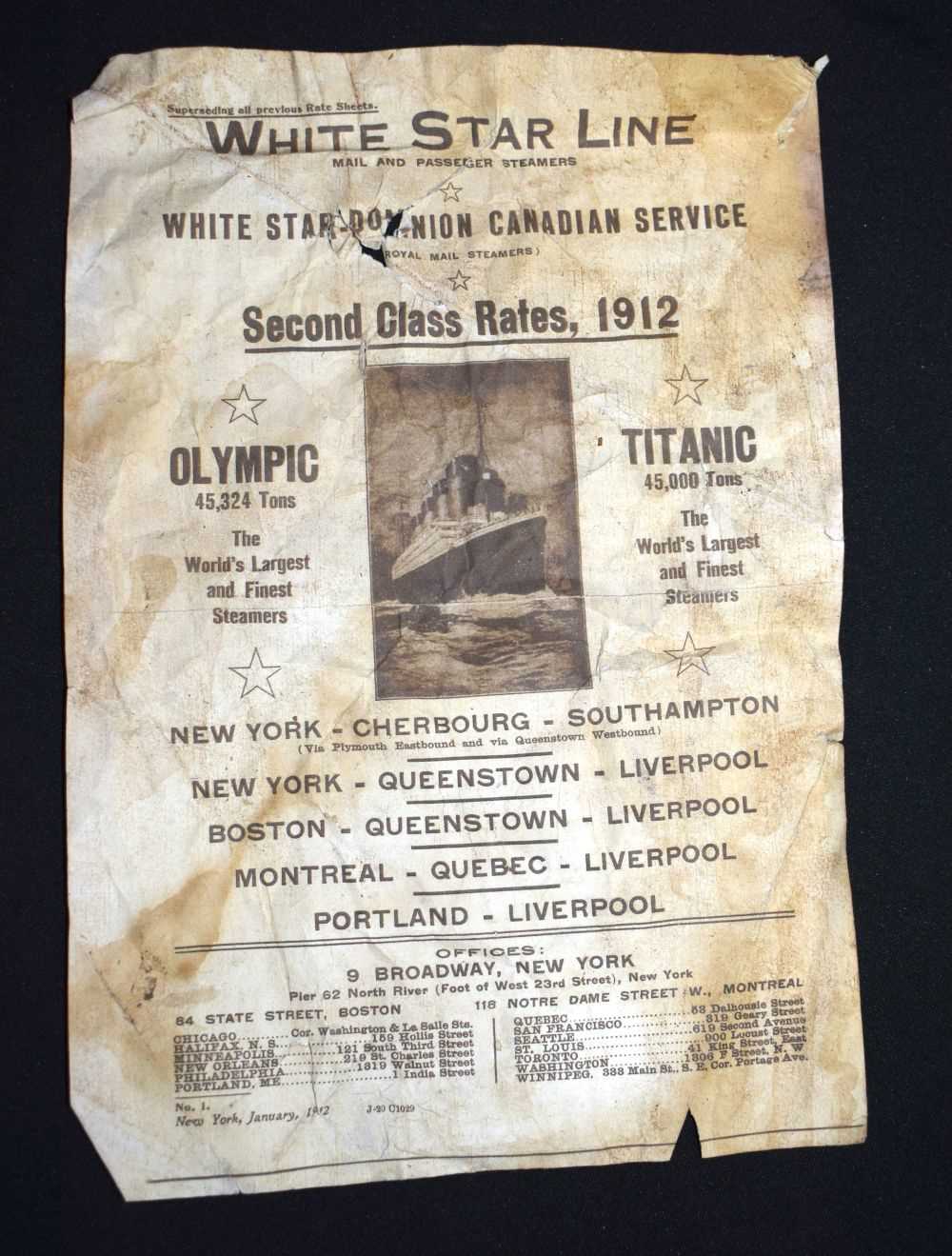 A collection of Titanic ephemera copy of The Daily Mirror, Poster, White Star line advertisement, - Image 7 of 14