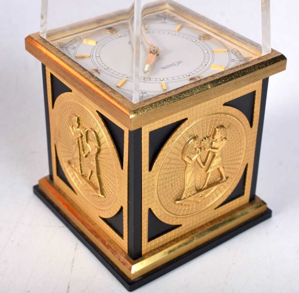 A Boxed Jaeger Le Coultre, Egyptian inspired obelisk timepiece clock, the 2" cream dial under a - Image 3 of 4