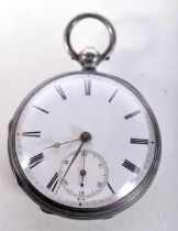 A Silver Cased Open Face Pocket Watch. Hallmarked London 1931. 4.6 cm diameter, Overwound, weight