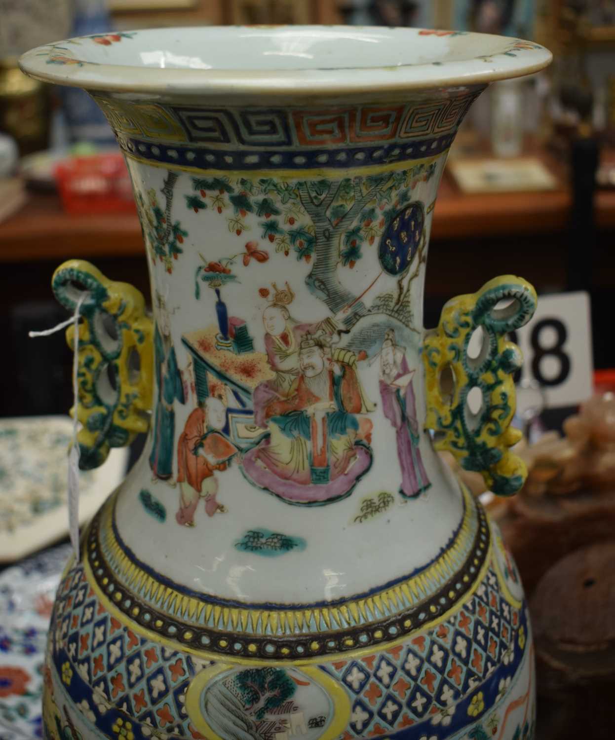 A LARGE 19TH CENTURY CHINESE CANTON FAMILLE ROSE TWIN HANDLED VASE Qing. 57 cm high. - Image 8 of 32