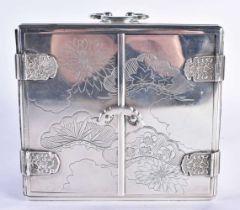 A LOVELY LATE 19TH/20TH CENTURY JAPANESE MEIJI PERIOD SILVER KODANSU JEWELLERY BOX engraved with