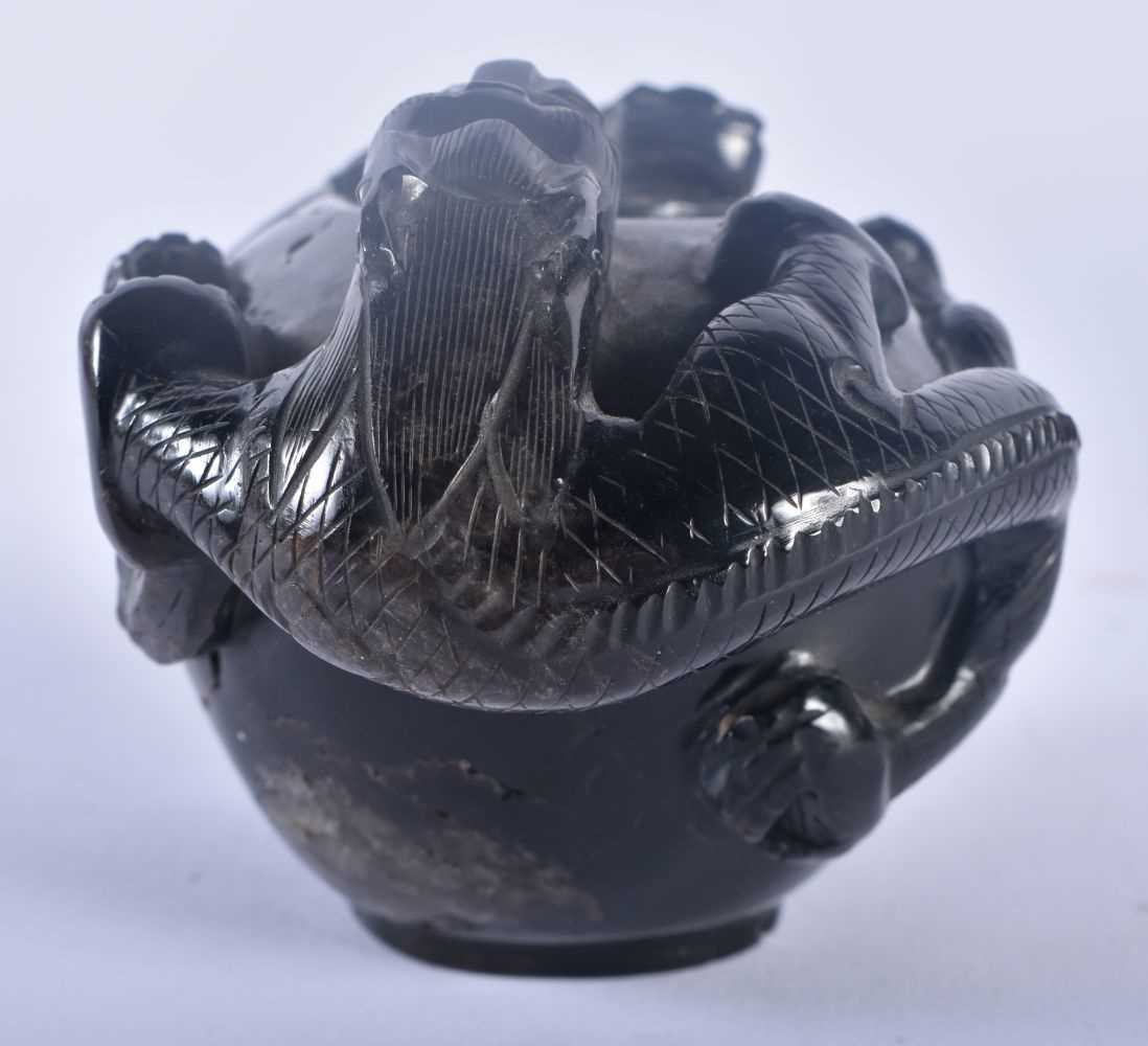 A CHINESE QING DYNASTY DARK SMOKEY QUARTZ BRUSH WASHER CENSER. 14 cm x 8 cm. - Image 2 of 6