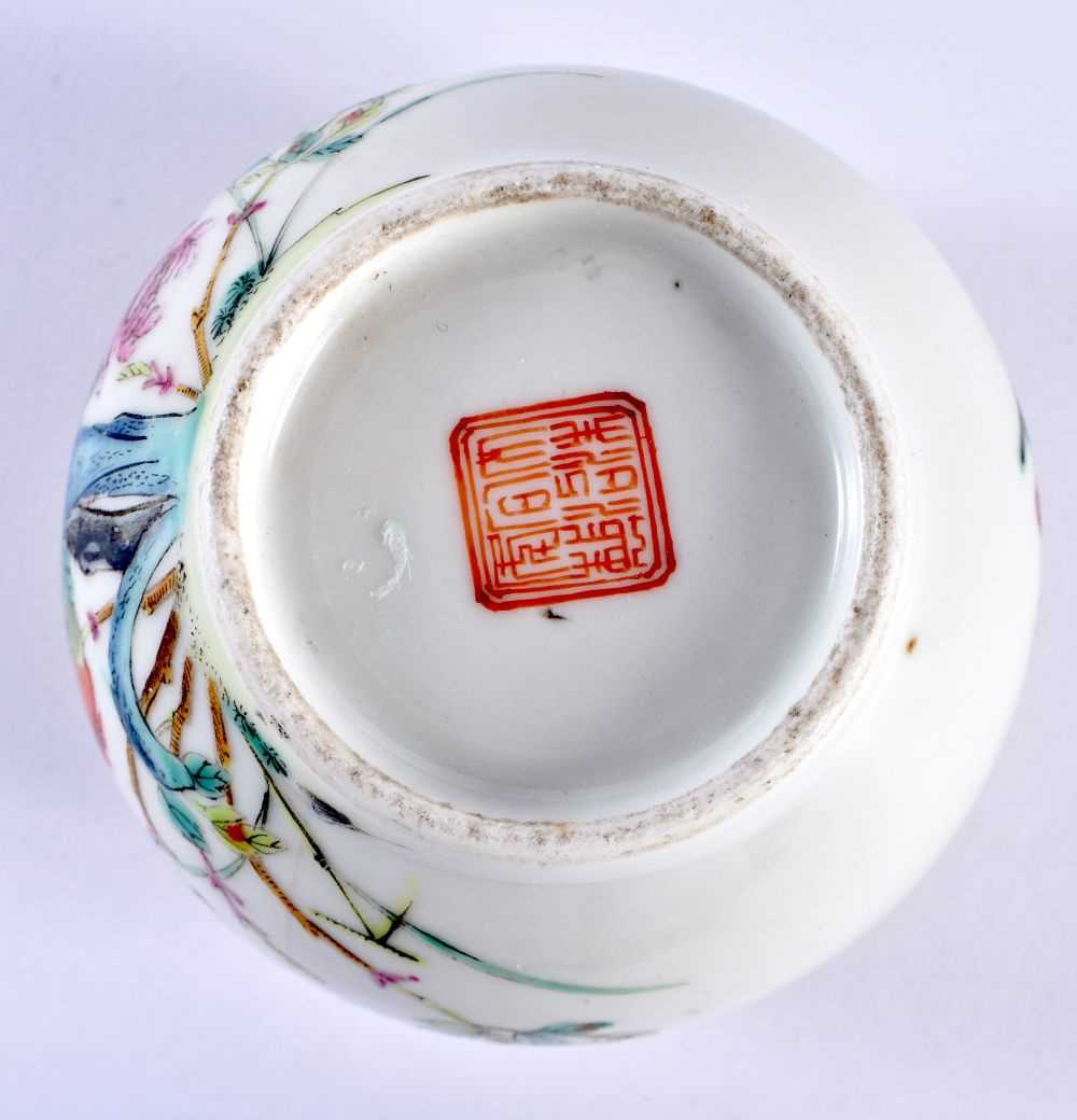 A 19TH CENTURY CHINESE FAMILLE ROSE PORCELAIN BRUSH WASHER Tongzhi mark and period. 8 cm x 6 cm. - Image 6 of 6