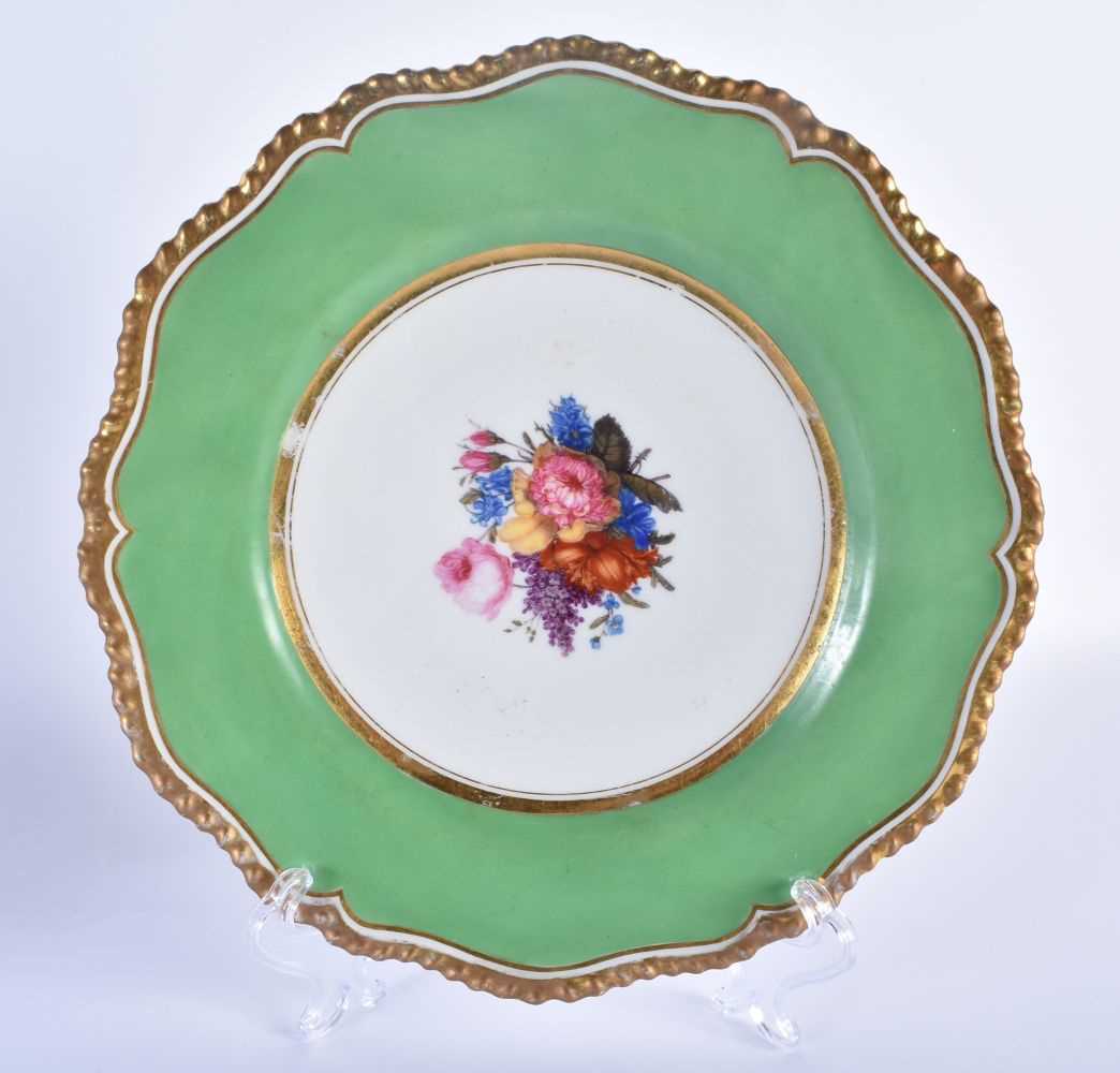Flight Barr and Barr Worcester pair of plates painted with flowers, impressed and printed mark . - Image 2 of 4