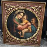 !9th Century Oil on board After Raphael , "Madonna della Seggiola"72 x 72 cm