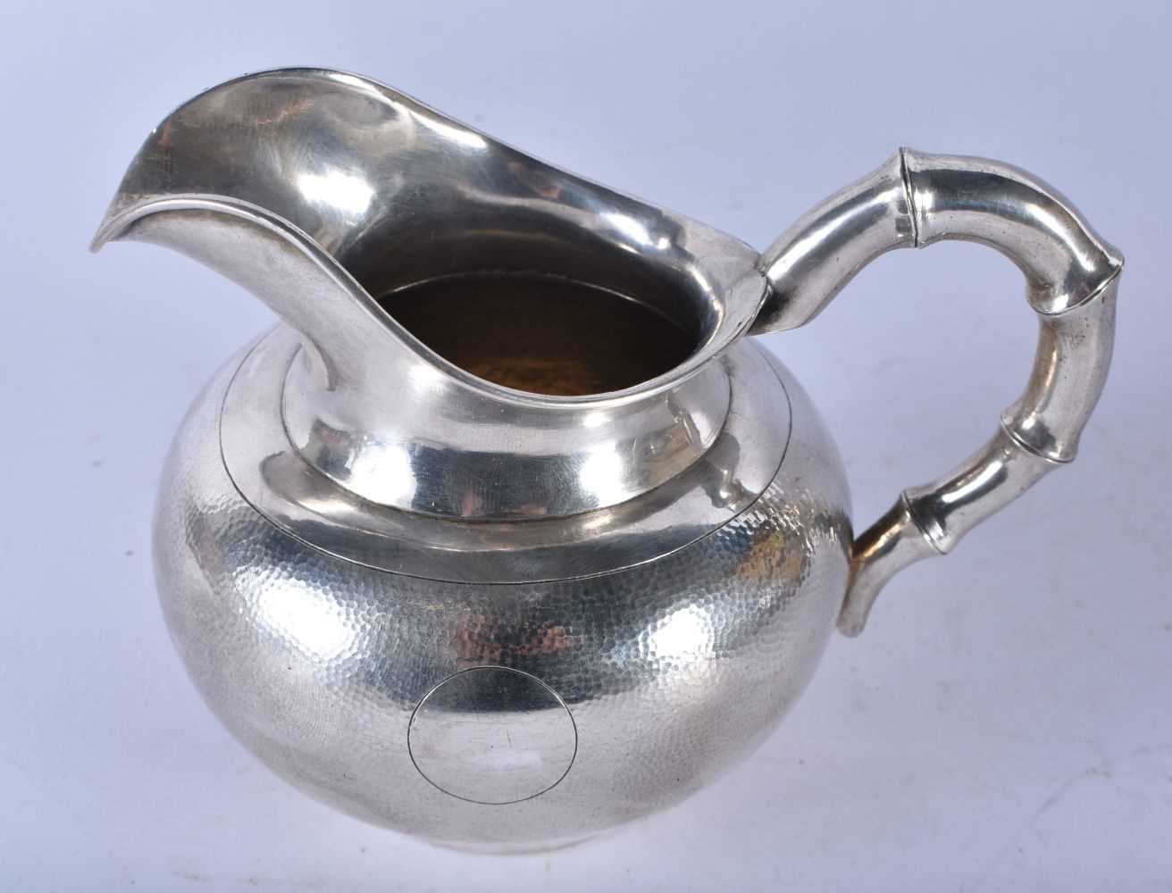 A LOVELY 19TH CENTURY CHINESE HAMMERED SILVER THREE PIECE SILVER TEASET by Hung Chong & Co, together - Image 6 of 30