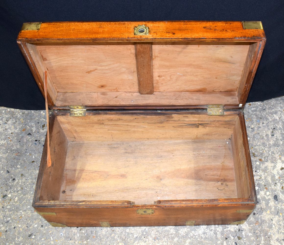 An antique Camphor wood Campaign chest 28 x 60 x 31 cm. - Image 8 of 10