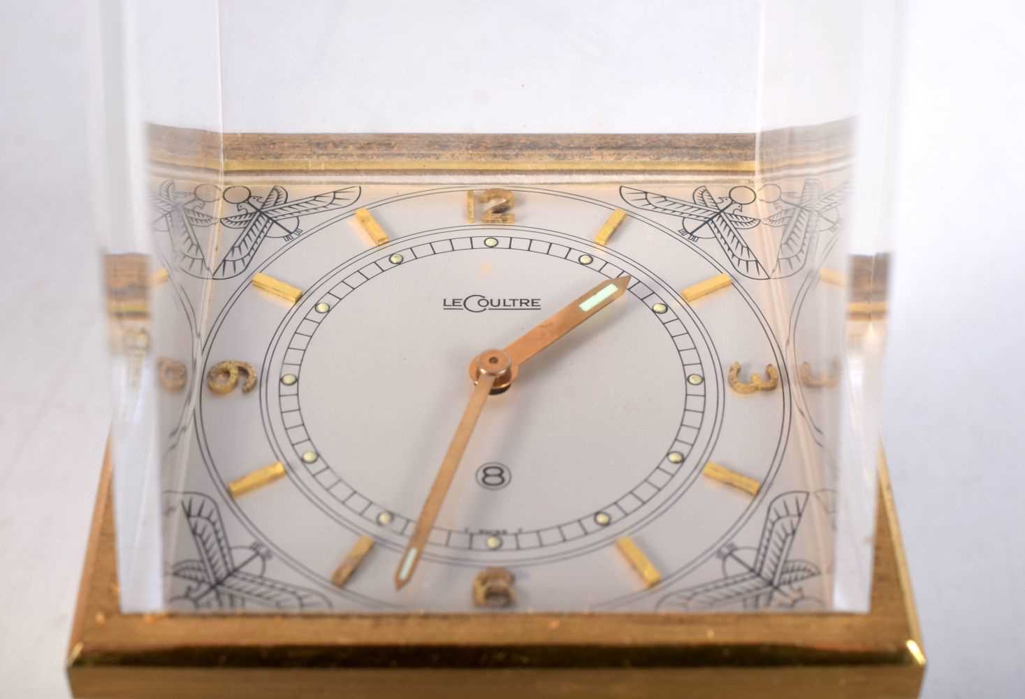 A Boxed Jaeger Le Coultre, Egyptian inspired obelisk timepiece clock, the 2" cream dial under a - Image 2 of 4