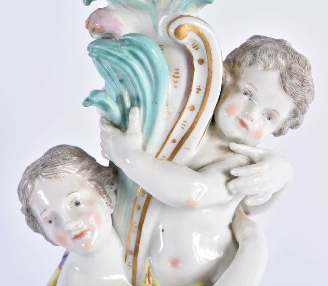 A LARGE 19TH CENTURY GERMAN MEISSEN PORCELAIN FIGURAL CANDLESTICK formed with a female and child. 31 - Image 2 of 6