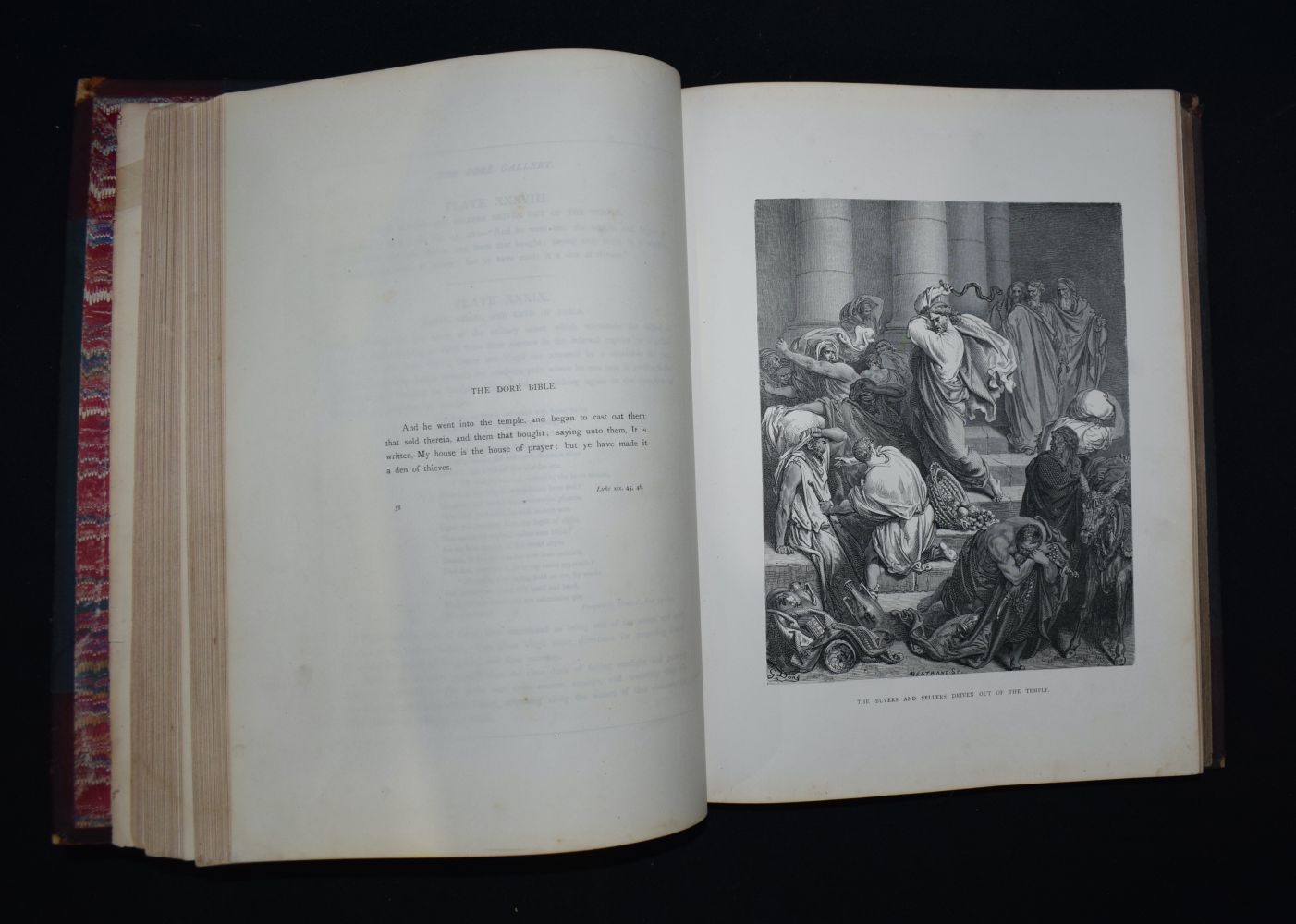 Dore Gallery book with Bible illustrations with 125 engravings by Gustave Doré, published in 1866. 7 - Image 7 of 8