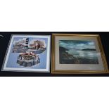 A framed limited edition print 33/200 by Brian Young together with another framed print