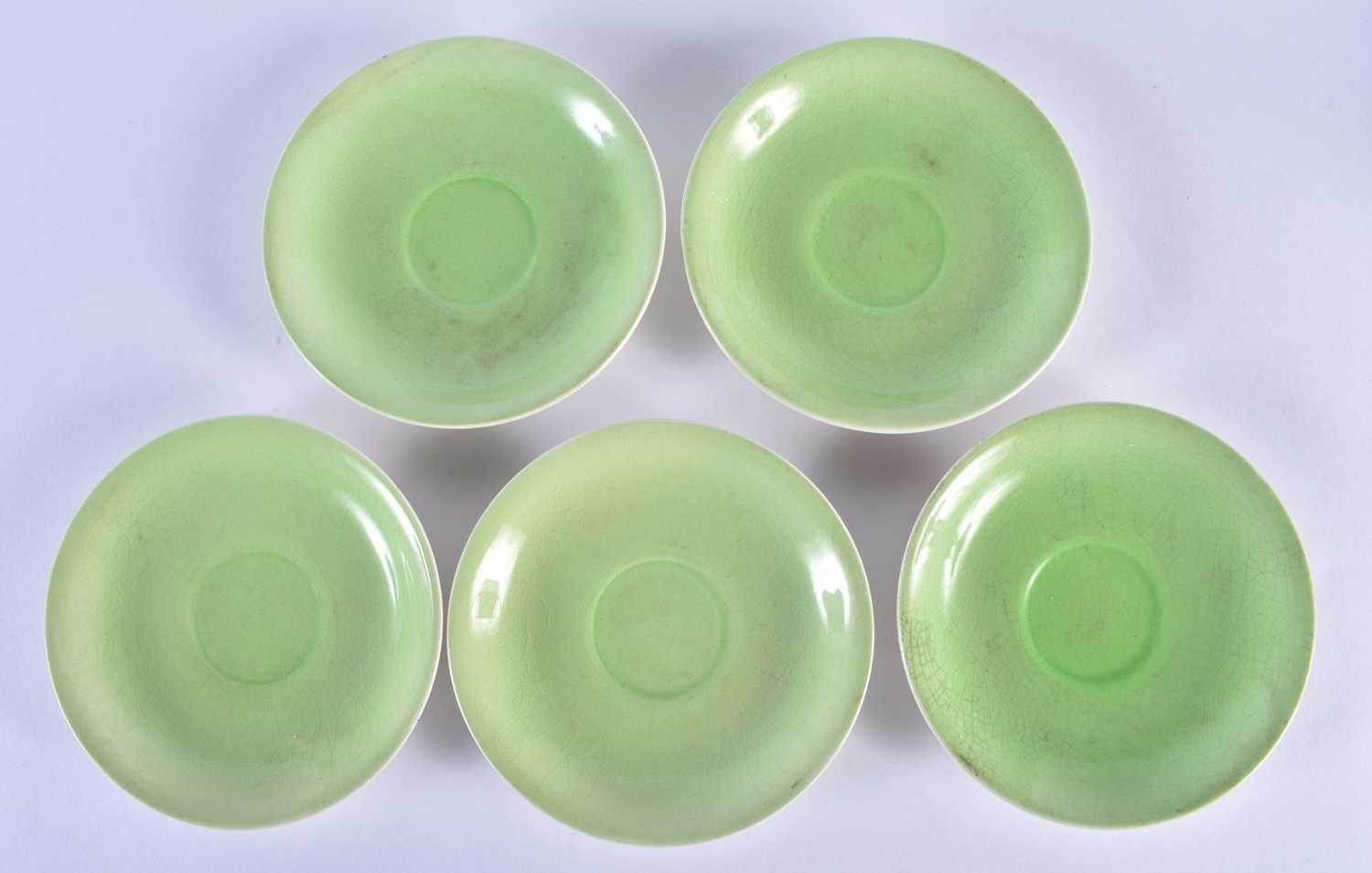 A SET OF FIVE APPLE GREEN CARLTON WARE CUPS AND SAUCERS. (10) - Image 3 of 6