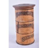 AN ANTIQUE TREEN CARVED WOOD THREE TIER SPICE TOWER. 16 cm x 9 cm.