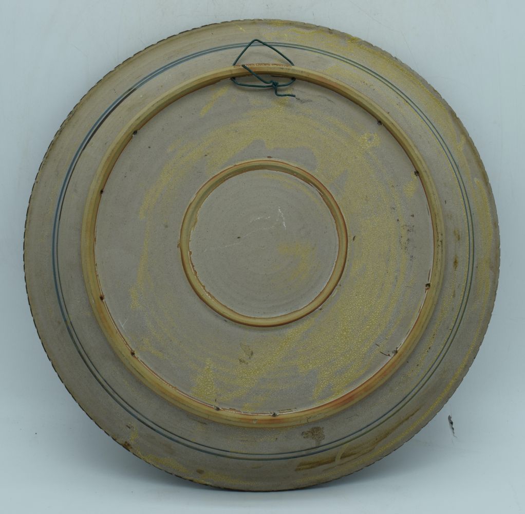 A large Studio pottery Merion dish by John Warren signed to the foot rim 7 x 42 cm - Image 7 of 8