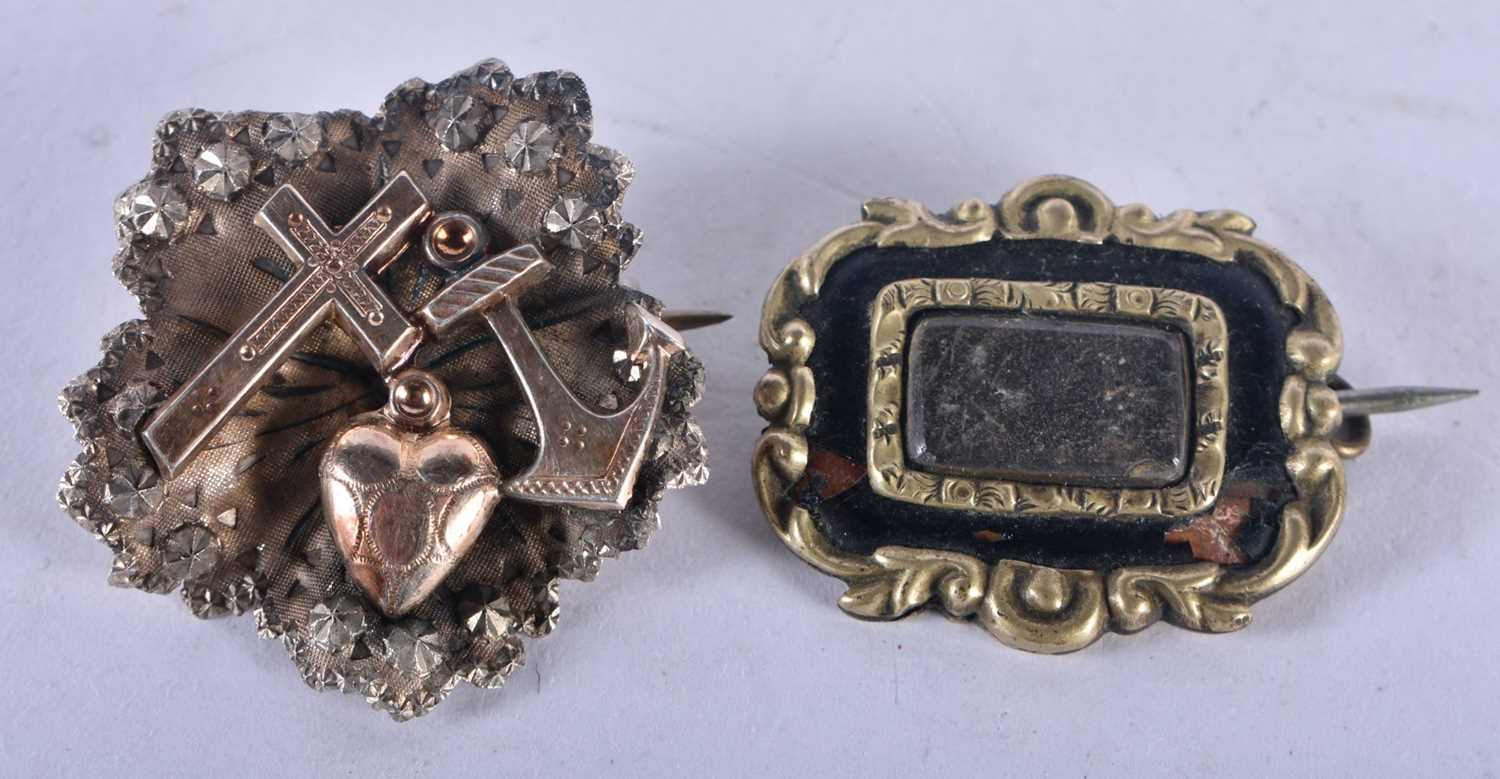 An Antique Victorian Silver Cross, Heart and Anchor Brooch (Faith, Hope and Love) together with a