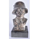 AN EARLY 20TH CENTURY SILVER PLATED BUST OF A MILITARY SOLDIER. 21 cm x 8 cm.